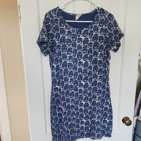 Mata Traders Quirky Blue Faces Graphic Print Dress - Picture 1 of 3